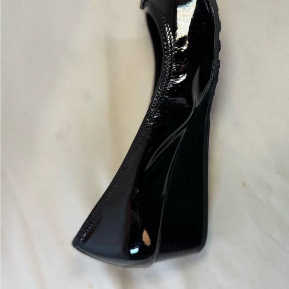 Cole Haan Black Patent Peep Toe Wedges - Picture 6 of 9